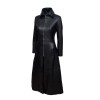 Women Gothic Coat Vampire Black Soft Lamb Leather Full Length Coat