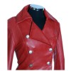 Women Valentine Red Coat Steampunk Leather Coat Military Tail Coat Free Shipping