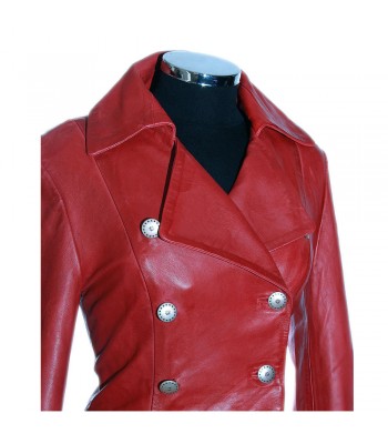 Women’s Gothic Red Military Corset Leather Coat