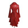 Women Valentine Red Coat Steampunk Leather Coat Military Tail Coat Free Shipping