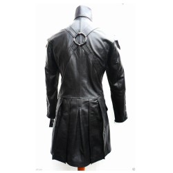 Men Gothic Leather Coat Steampunk Lambskin Goth Black Leather Jacket 
