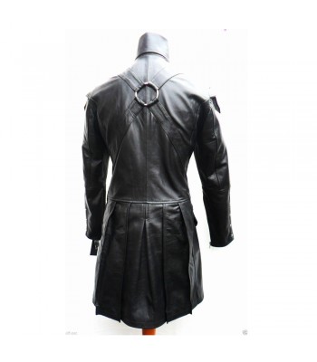 Men Gothic Leather Coat Steampunk Lambskin Goth Black Leather Jacket 