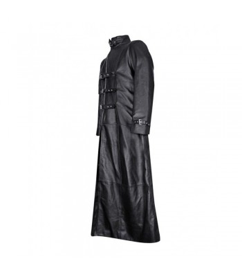 Men's Gothic Buckle Fastening Leather Coat