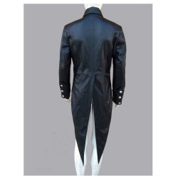Steampunk Gothic Vintage Men Gothic Genuine Leather Tailcoat 