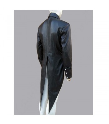 Steampunk Gothic Vintage Men Gothic Genuine Leather Tailcoat 