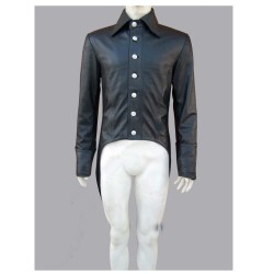 Steampunk Gothic Vintage Men Gothic Genuine Leather Tailcoat 