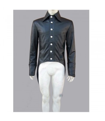 Steampunk Gothic Vintage Men Gothic Genuine Leather Tailcoat  (2025)