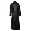 Men Neo Matrix Coat Black Full Length Leather Trench Coat Gothic Matrix Style Coat