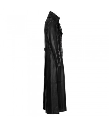 Men Neo Matrix Coat Black Full Length Leather Trench Coat Gothic Matrix Style Coat