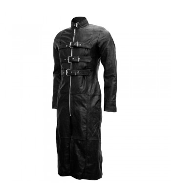 Men Gothic Trench Coat Gothic Leather Long Coat Bondage Style Coat