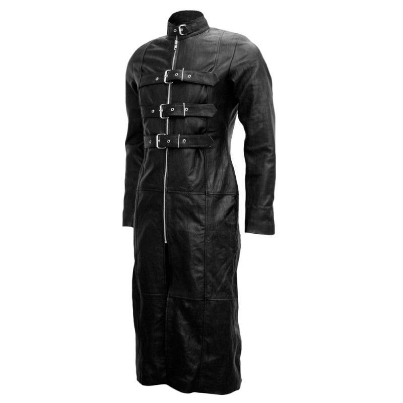 Men Gothic Trench Coat Leather Men Gothic Long Coat Bondage Style Coat