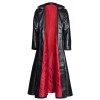 Men Retro Leather Long Coat Red Aster Trench Steampunk Gothic Jacket