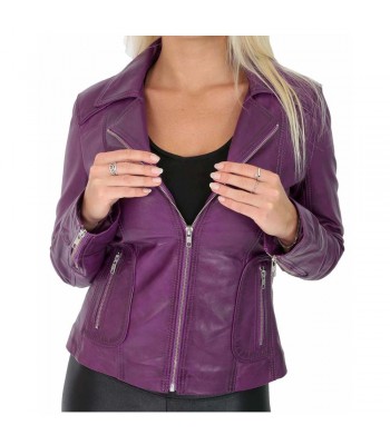 Womens Biker Purple Leather Sexy Gothic Jacket Retro Coat Fitted Biker Jacket 