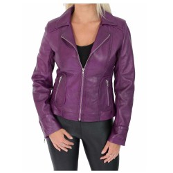 Womens Biker Purple Leather Sexy Gothic Jacket Retro Coat Fitted Biker Jacket 