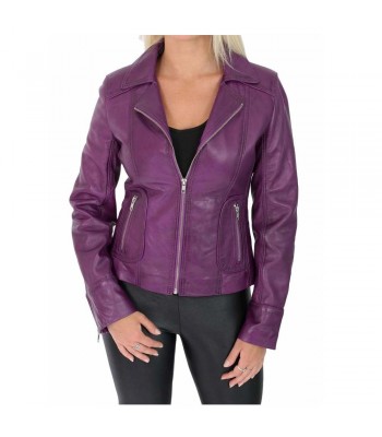 Womens Biker Purple Leather Sexy Gothic Jacket Retro Coat Fitted Biker Jacket 