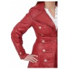 Women Gothic Real Nappa Leather Coat Red Gothic Long Coat Sissy Empress Fitted Jacket