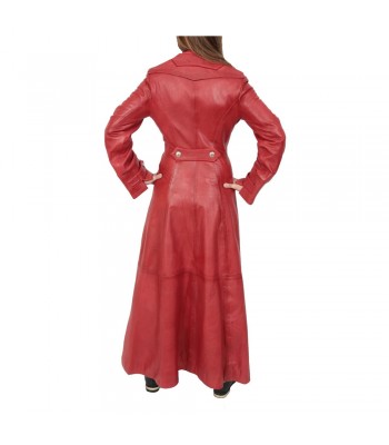 Women’s Full-Length Red Military Trench Coat | Real Nappa Leather