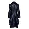 Women Gothic Nemesis Black Vintage Military Soft Leather Victorian Vampire Goth Coat 