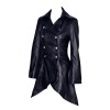 Women Gothic Nemesis Black Vintage Military Soft Leather Victorian Vampire Goth Coat 