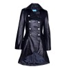 Women Gothic Nemesis Black Vintage Military Soft Leather Victorian Vampire Goth Coat 