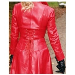 Women Gothic Red Genuine Leather Coat Catsuit Lederoverall Coat
