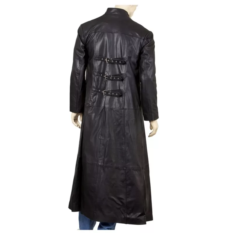 Men Goth Steampunk Gothic Leather Trench Coat Full Length Coat