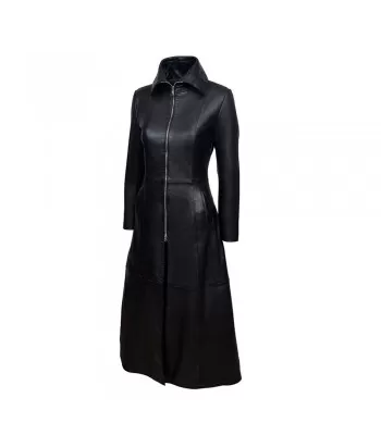 Women Vampire Black Genuine Leather Coat
