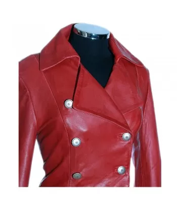 Women’s Gothic Red Military Corset Leather Coat