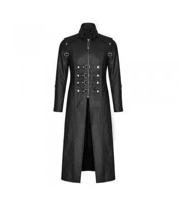 Mens Steampunk Long Coat Outfit Trench Coat Imitation Leather Coat (2025)