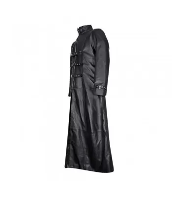 Men's Gothic Buckle Fastening Leather Coat