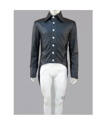 Steampunk Gothic Vintage Men Gothic Genuine Leather Tailcoat  (2025)