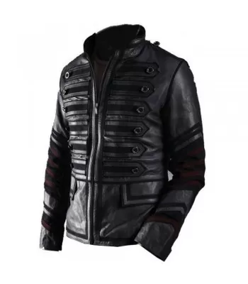 Mens BATTALION Military Punk Rocker Leather Jacket  (2025)