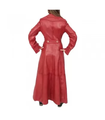 Women’s Full-Length Red Military Trench Coat | Real Nappa Leather
