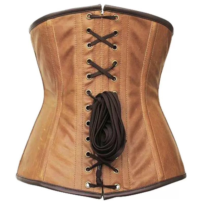 Custom Made Women Corset Crossed Design Steampunk Crunch Leather