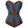Women Corset Harnock Denim Overbust Corset With Brown Faux Leather (2025) Women Corset Harnock Denim Overbust Corset With Brown Faux Leather (2025)