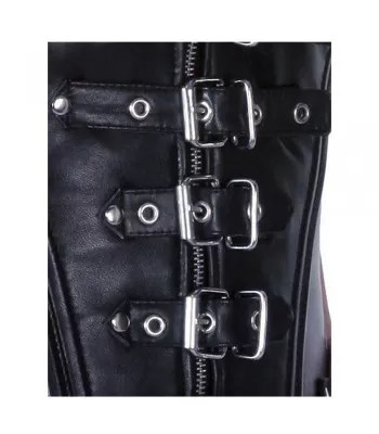 Women’s Gothic Overbust Corset | Steel-Boned Authentic Leather Corset with Garters