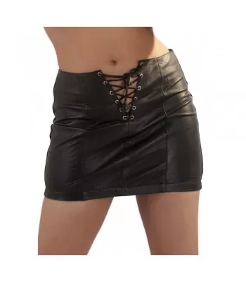 Women Laced Teaser Leather Mini Skirt  (2025)