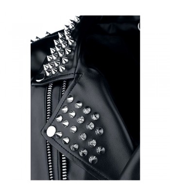 Men Gothic Silver Studded Jacket Brando Biker Leather Jacket Punk Spikes Jacket (2025)