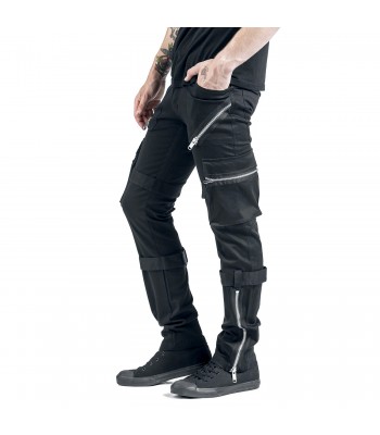 Men Gothic Carsten Pant | Black Punk Rock Pants with Straps & Zippers