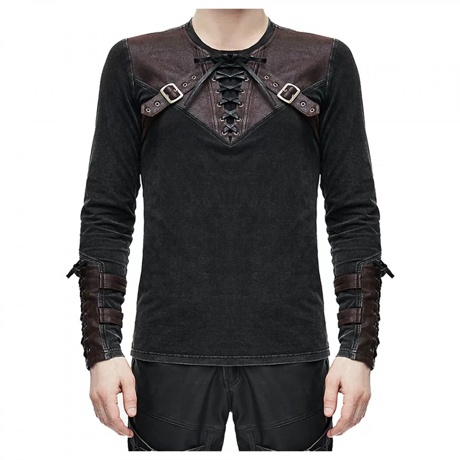 Men Steampunk Gothic Shirts Metal Studs Fashion Shirt Vintage Top
