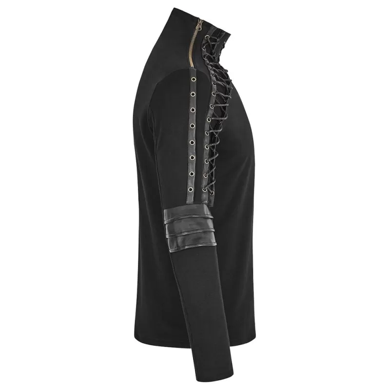 Axiom Armour Gothic Shirts Mens Dieselpunk Steampunk Long Sleeve Top with Faux Leather Panels Axiom Armour Gothic Shirts Mens Dieselpunk Steampunk Long Sleeve Top with Faux Leather Panels
