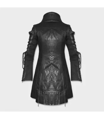 Men Steampunk Military Long Coat | Men Gothic Punk Poison Black Officer Jacket