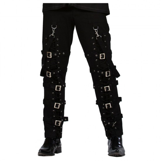 Gothic Punk Cyber Black Buckle Trouser 