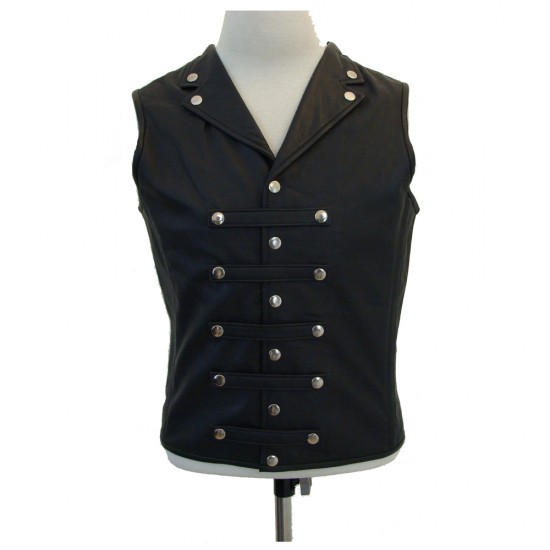 Mens Gothic Military Leather Waistcoat Mens Gothic Military Leather Waistcoat