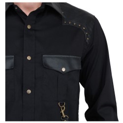 Vintage Goth Steampunk Shirt Men Black Gothic Shirt Cotton 