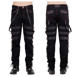 Goth Mens Steampunk Pants Black Gothic Vintage Cotton Gens Trouser Pant 