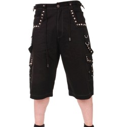 Men Gothic Metal Shorts With Pyramids 