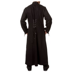 Men Hellraiser Coat Long Gothic Zipper Studs Chain Coat, Men Gothic Long Coat