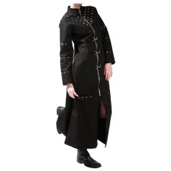 Women Gothic Long Lacing on the Back Side Zipper Coat 