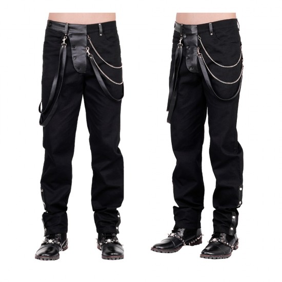 Steampunk Vintage Trouser Men Goth Black Gens Steam Pant 